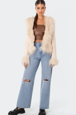 Faux Fur Trim Coat