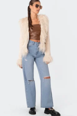 Faux Fur Trim Coat