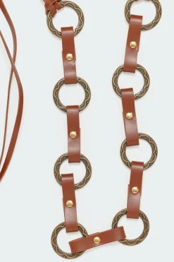 Faux Leather & Rings Belt