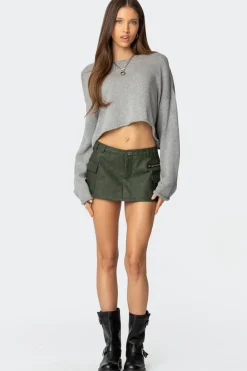 Faux Leather Cargo Micro Skort