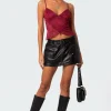 Faux Leather Cargo Mini Skirt