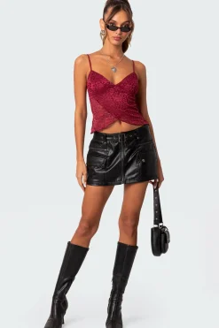 Faux Leather Cargo Mini Skirt