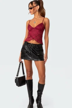 Faux Leather Cargo Mini Skirt
