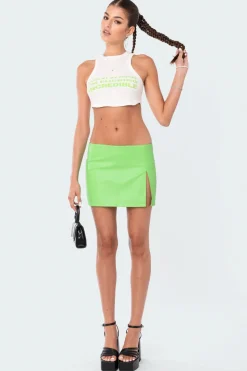 Faux Leather Low-Rise Micro Skirt