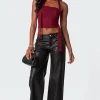 Faux Leather Straight Leg Pants