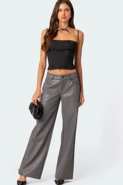 Faux Leather Straight Leg Pants