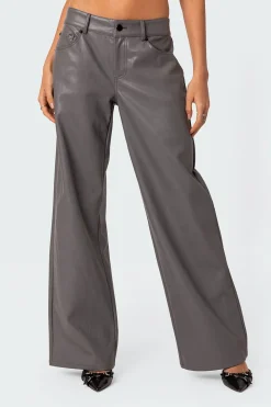 Faux Leather Straight Leg Pants