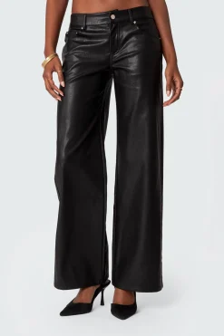 Faux Leather Straight Leg Pants