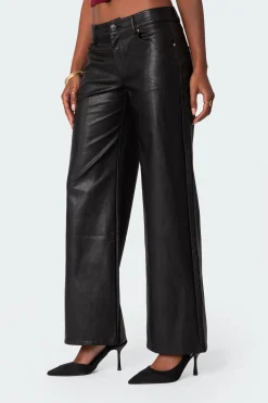 Faux Leather Straight Leg Pants