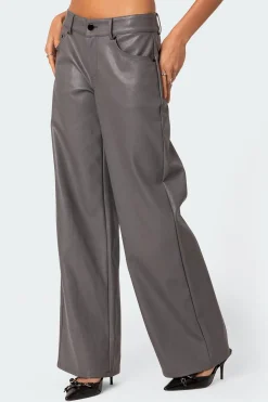 Faux Leather Straight Leg Pants