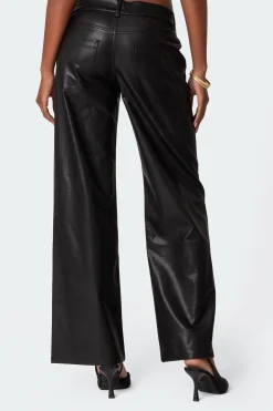 Faux Leather Straight Leg Pants