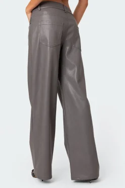 Faux Leather Straight Leg Pants