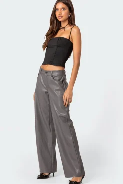 Faux Leather Straight Leg Pants