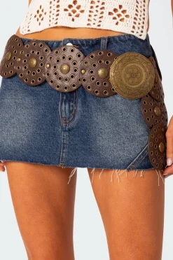 Faux Leather Western Disc Belt