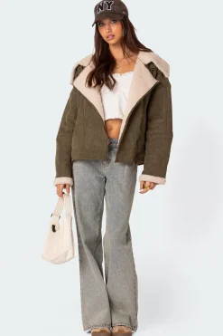 Faux Suede Shearling Oversized Jacket