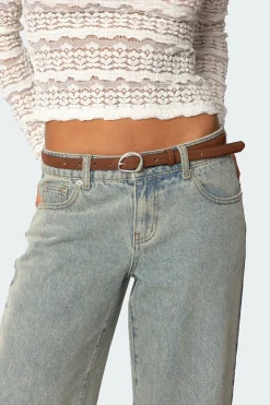 Faux Suede Slim Belt