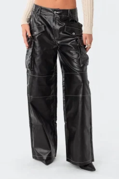 Faye Faux Leather Cargo Pants