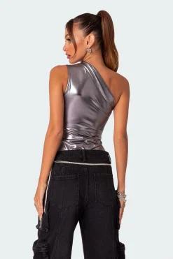 Feona Gathered Metallic Bodysuit