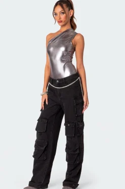 Feona Gathered Metallic Bodysuit