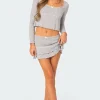 Fig Ruffle Hem Pointelle Mini Skirt