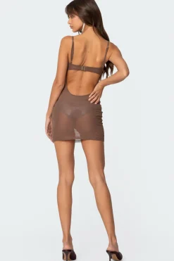 Flora Rhinestone Mesh Mini Dress