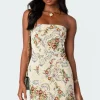 Floral Tapestry Lace Up Mini Dress