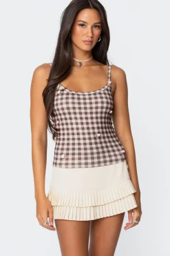 Flower Field Gingham Tank Top