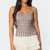 Flower Field Gingham Tank Top