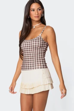 Flower Field Gingham Tank Top