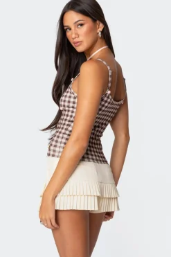 Flower Field Gingham Tank Top
