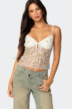 Flowery Sheer Embroidered Top