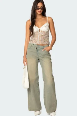 Flowery Sheer Embroidered Top