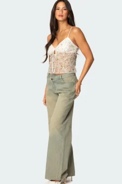 Flowery Sheer Embroidered Top