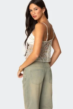 Flowery Sheer Embroidered Top