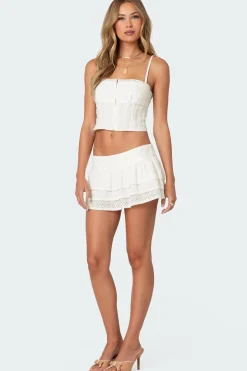 Fluer Ruffled Eyelet Mini Skort