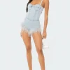 Fluffy Denim Romper