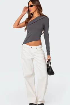 Fold Over One Shoulder Top