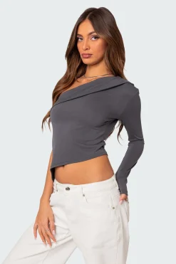 Fold Over One Shoulder Top