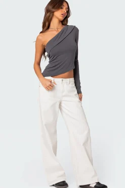 Fold Over One Shoulder Top