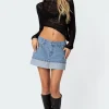 Folded Denim Mini Skirt
