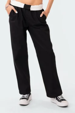 Folded Wide Leg Chino Pants