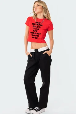 Folded Wide Leg Chino Pants