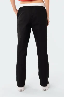 Folded Wide Leg Chino Pants