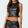 Frances Backless Faux Leather Top