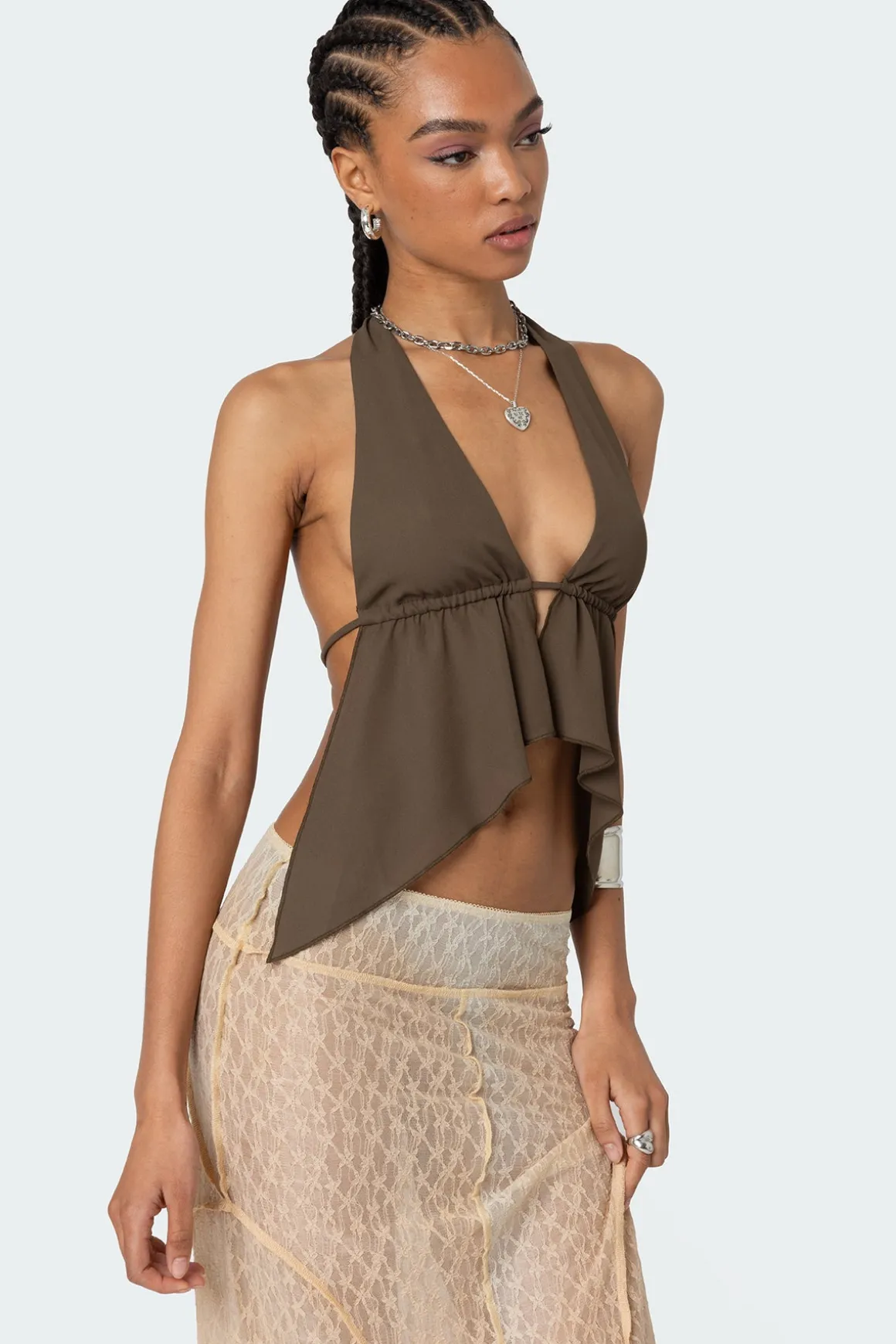 Freda Open Back Chiffon Top