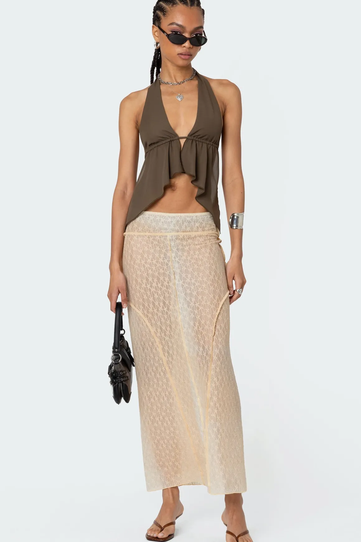 Freda Open Back Chiffon Top