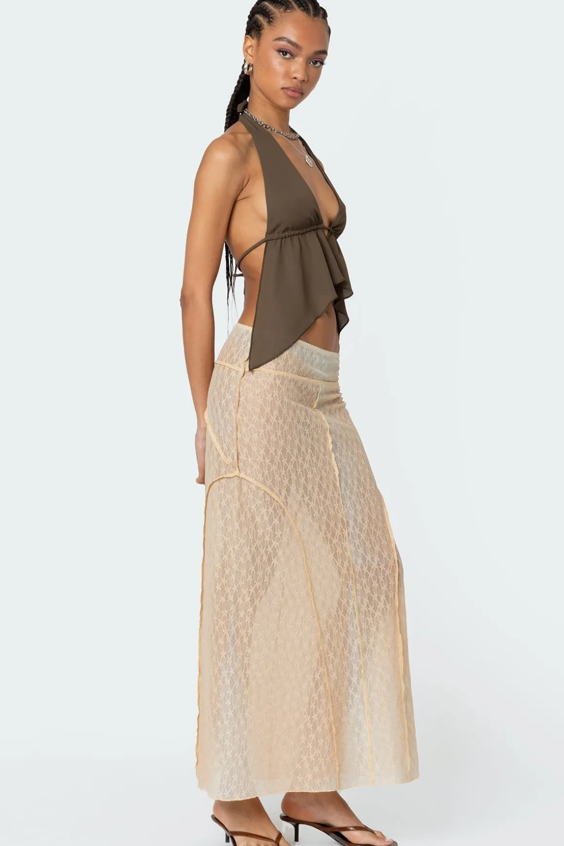 Freda Open Back Chiffon Top