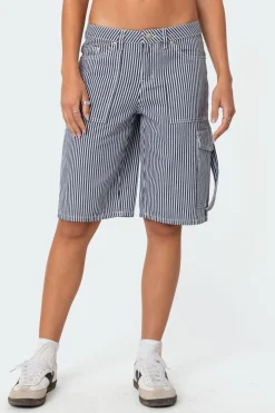 Friday Striped Low Rise Cargo Shorts