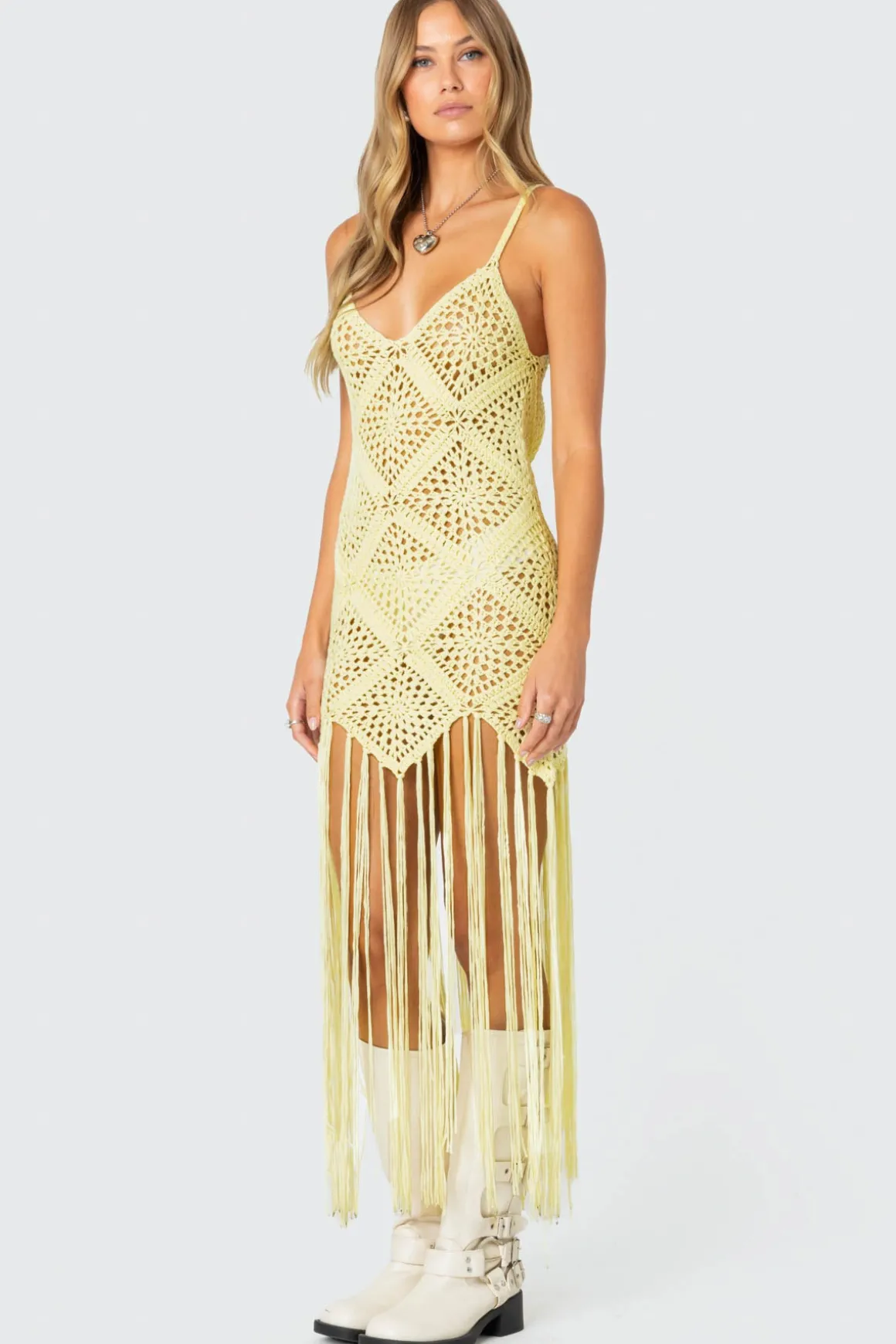 Fringey Crochet Maxi Dress