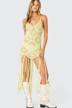Fringey Crochet Maxi Dress
